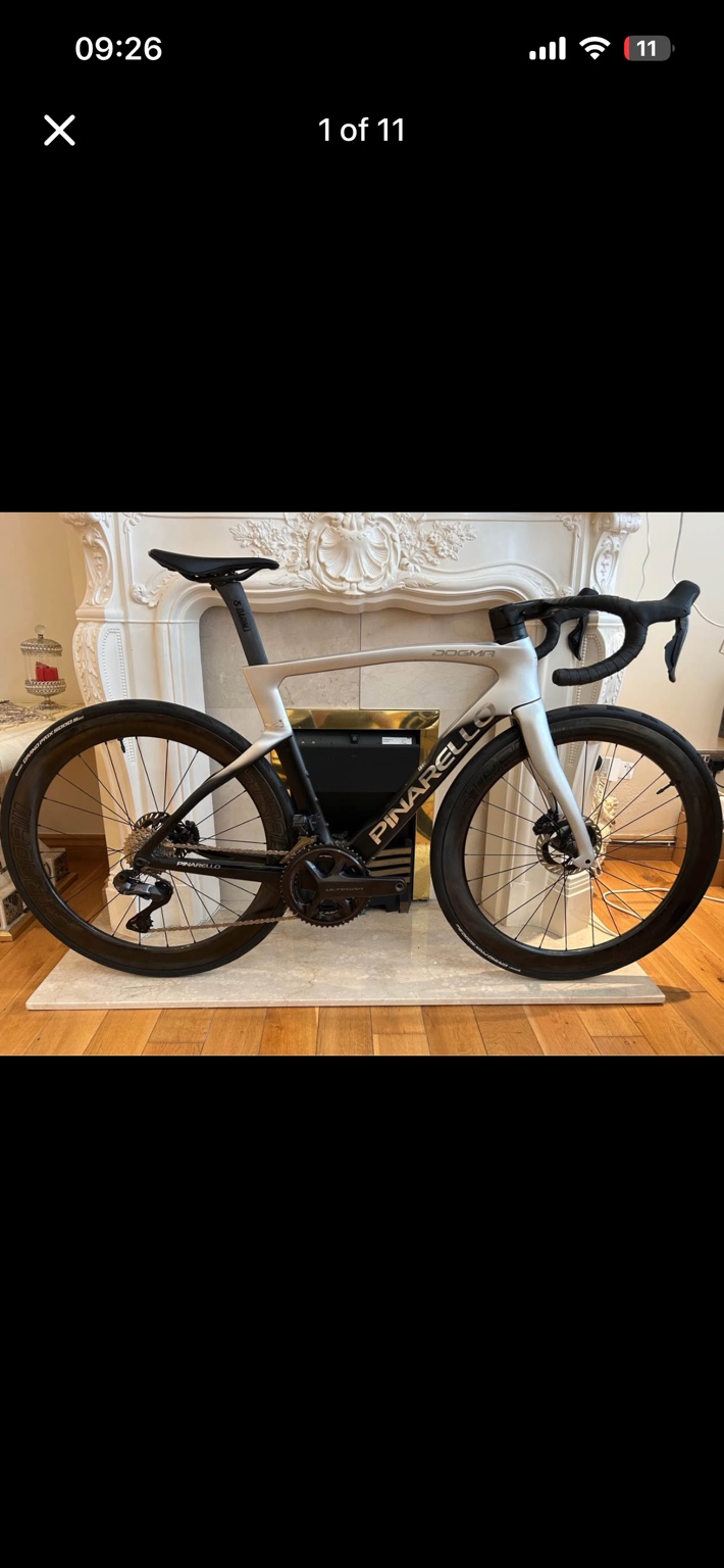 Pinarello Dogma F road bike, drive-side view