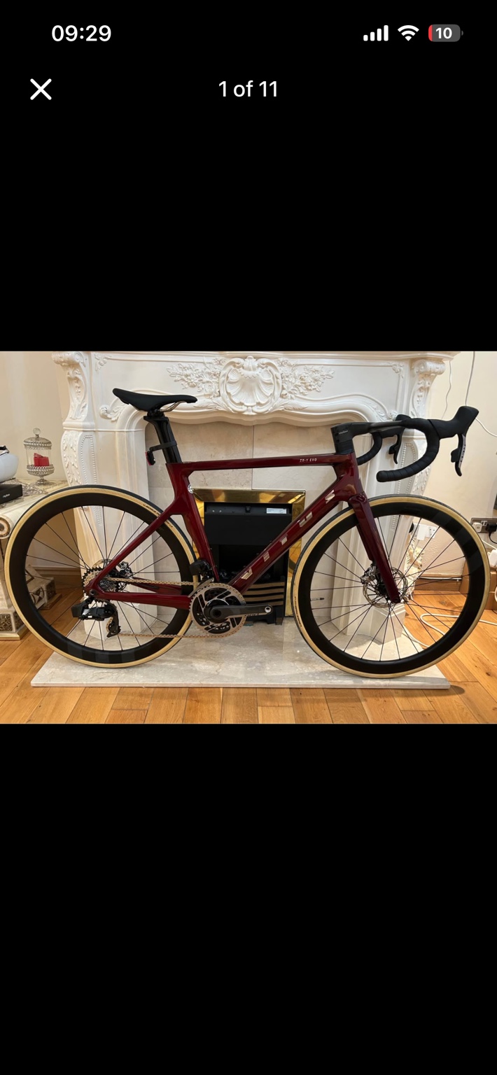 Burgundy Vitus ZX-1 EVO road bike, drive-side view
